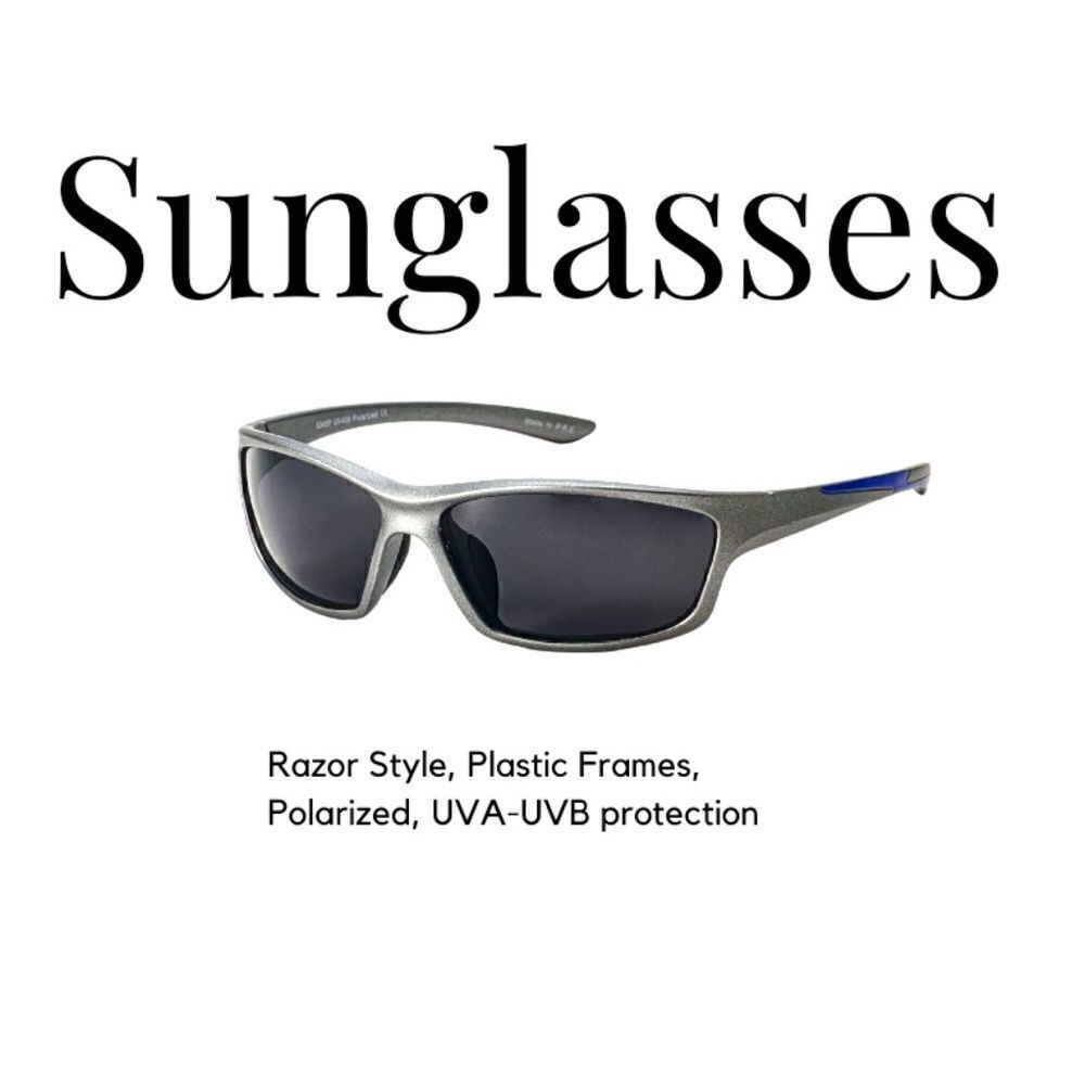 Razor Style Sporty Sunglasses, Plastic Frames, Polarized Lenses, UVA-UVB Protect